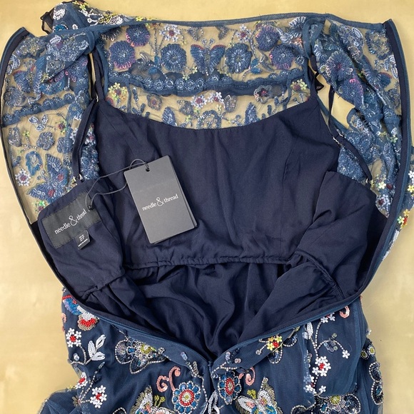 Needle & Thread Butterfly Garden Ruffle‎ Trimmed Embellished Tulle Dress Navy 6 - Picture 14 of 16